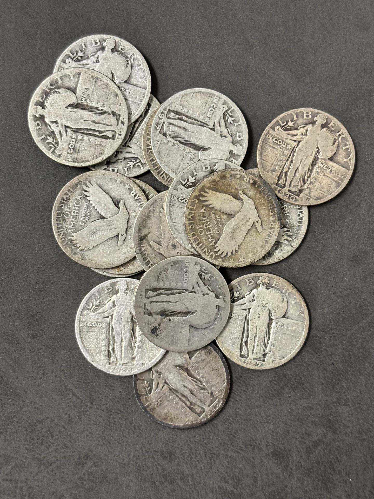 Lot of 17 Standing Liberty Quarters -- COOL LOW COST VINTAGE COINS!