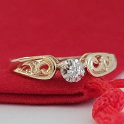 ❤️10k Size 5.5 Lovely Solid Yellow Gold 1 Diamond Ring!/ Anillo de Oro con 1 Diamante Genuino! 👌🎁Post Tags: 10k 14k