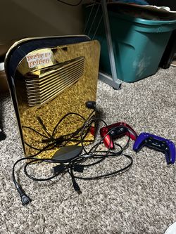 PS5 Console Gold Custom Wrap with Two Controllers