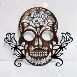 Vintage Handmade Metal Skull Art Sign by Tim Oldham