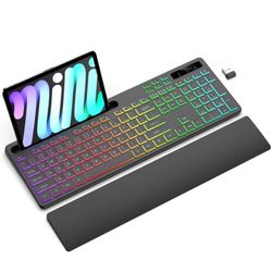 Wireless Keyboard with 7 Colors & 4 Modes RGB Backlit