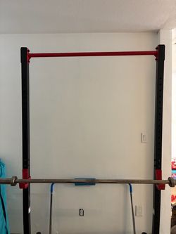 Squat Rack, Bench, and Weights