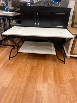 Marble-Top Coffee Table with Metal Base