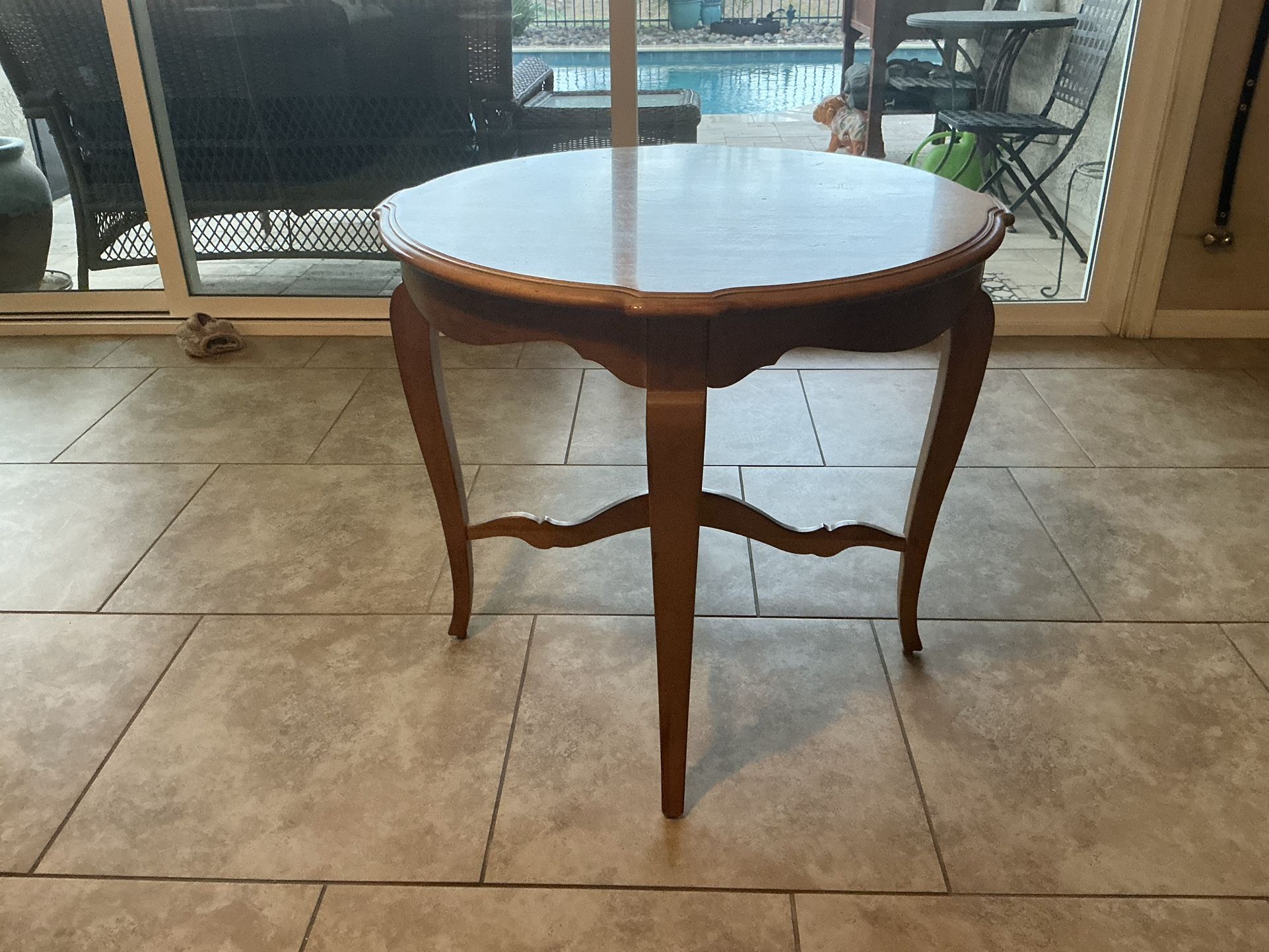 Round End Table Solid Wood