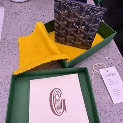 Goyard Navy Leather Card Holder Wallet