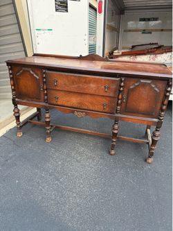 Antique Walnut Jacobean Sideboard Buffet