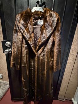 Pamela McCoy Brown Faux Fur Long Coat