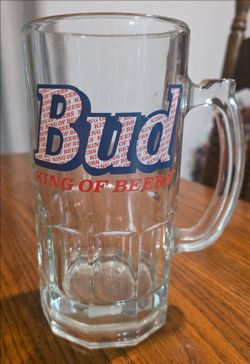 Budweiser King of Beers Glass Beer Mug