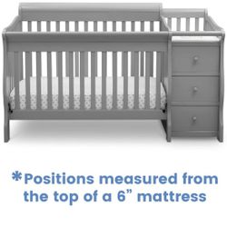 Gray Crib With Attached Changing Table 