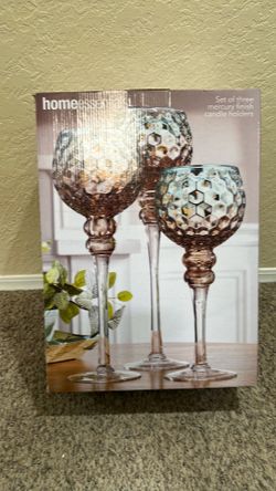 Home Essentials set of 3 mercury finish candle holders