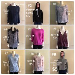 Women’s Tops Various Sizes (Prices Listed on Photos)