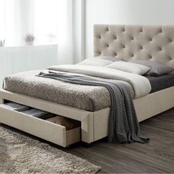 Sybella Beige Queen Platform Bed