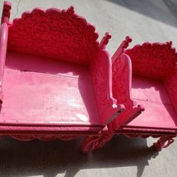 Indian Antique 1 BENCH And 2 CHAIRS