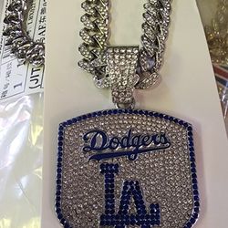 New LA Dodgers baseball ⚾️ iced chain 20" necklace SHIPPING AVAILABLE