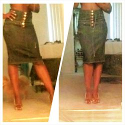 Cute Denim high wasted pencil skirt