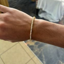 Diamond Test Approved Moissanite 3MM Tennis Bracelet Gold