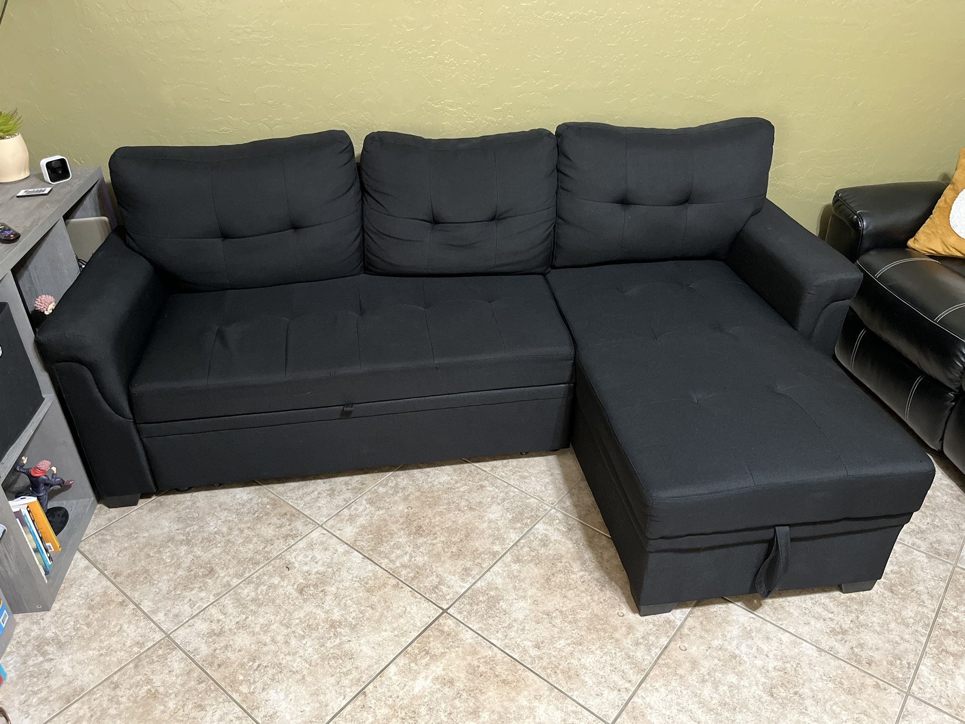 Black Pull Out Sectional Couch 