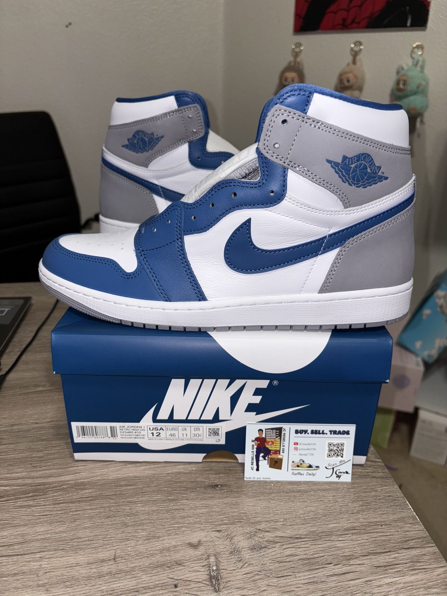 Size 12 - Air Jordan 1 Retro OG High True Blue Men