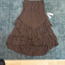 Blue Blossom Brown Sun Dress - Size Large