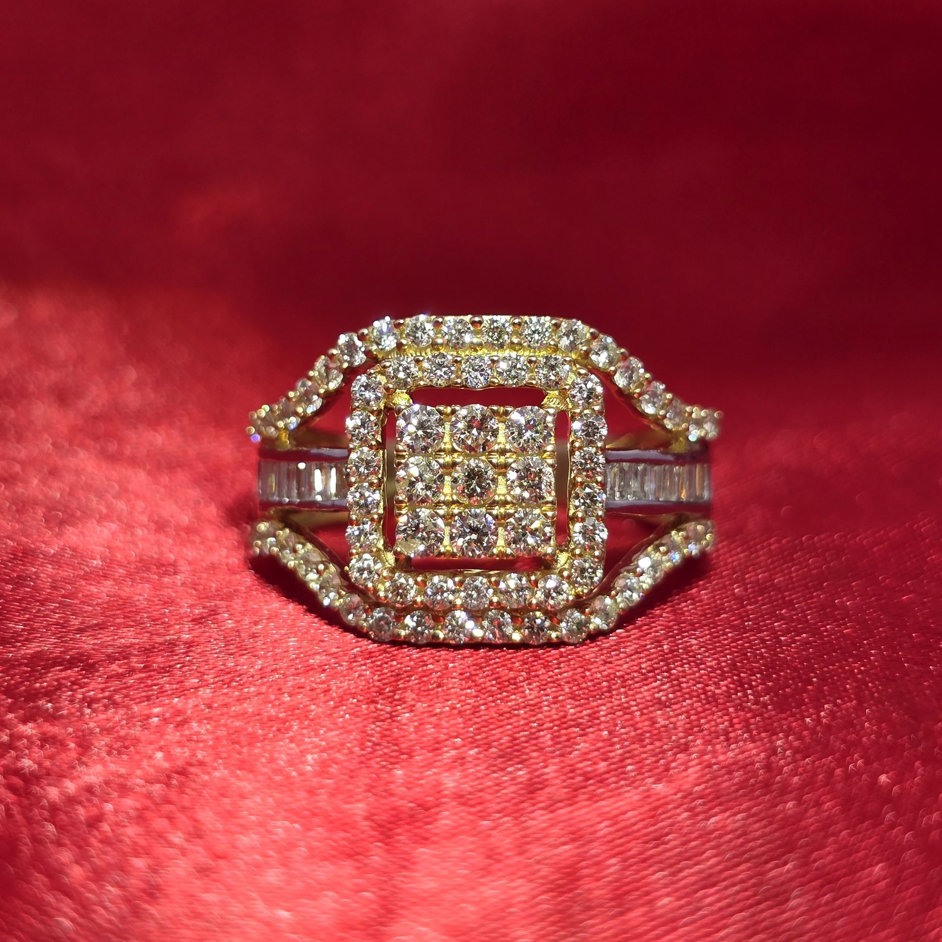 14k Yellow Gold Diamond Princess Cut Ring 1.20 ctw