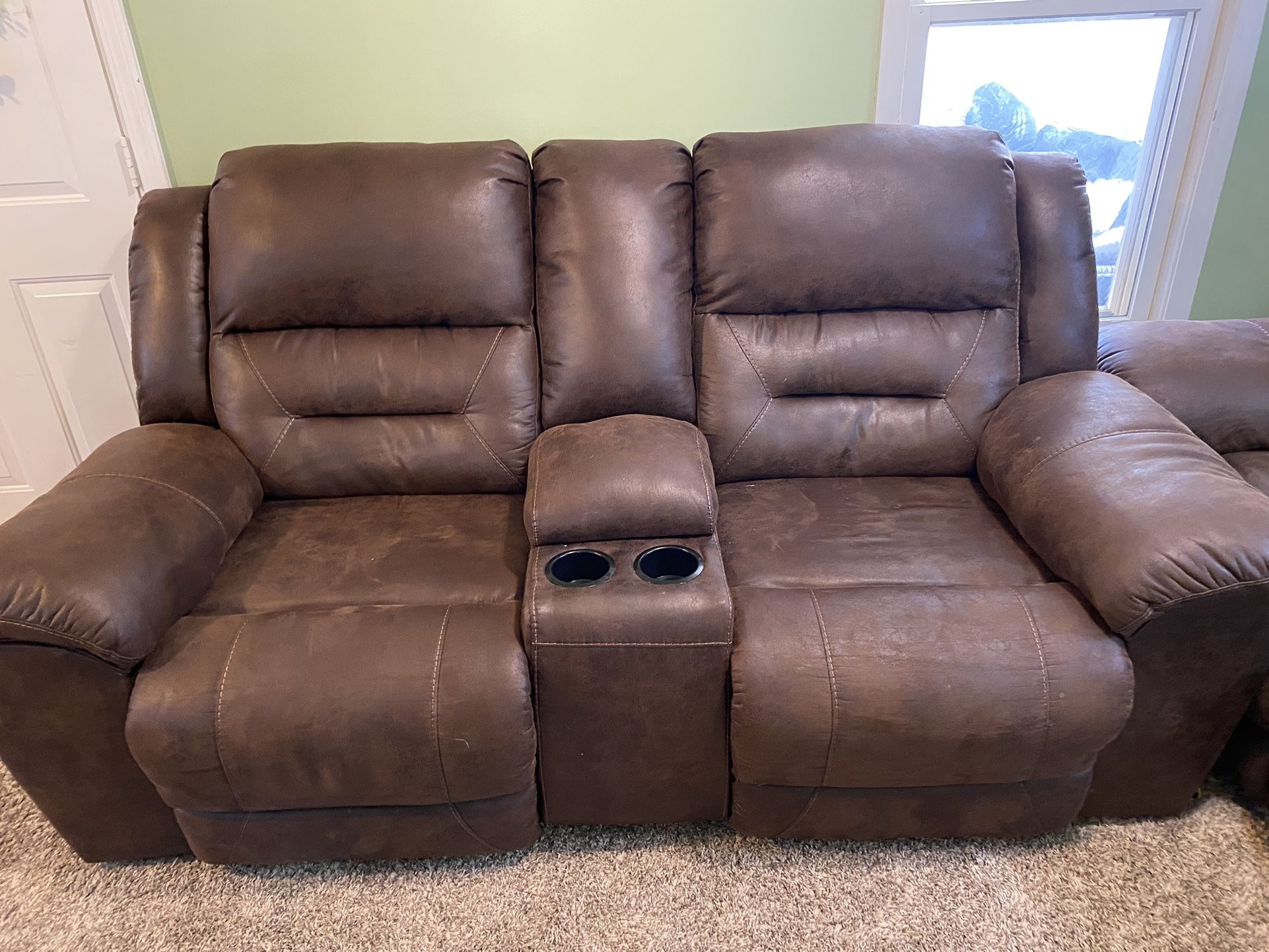 Loveseat With Manual Recliners 