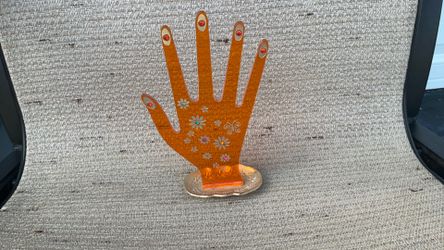 1980 mod vintage   ring holder,  MCM rare ring holder RARE hippy  lucite   😊   Orange.