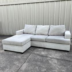 Beige Track Arm Reversible Chaise Sectional Couch