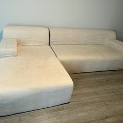 Modern Cream L-Shaped Sectional Sofa with Chaise