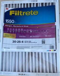 3M Filtrete 1550 Allergen, Bacteria & Virus Air Filter 20x25x4 (2) pack