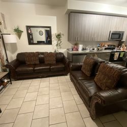 Faux Leather Couch Set