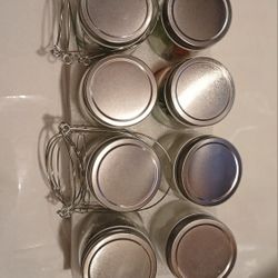 Conjunto De Tarros De Cristal Tipo Masón Con Tapas Metálicas Y Asa De Alambre , Para Colgar