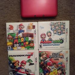 Red Nintendo 3dsXL With 4 Games 