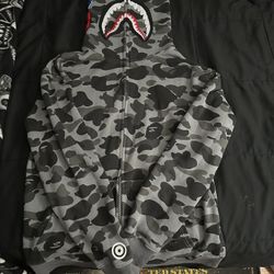 Grey And Black Bape Zip Up 