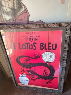 Framed Tintin Le Lotus Bleu Poster by Hergé