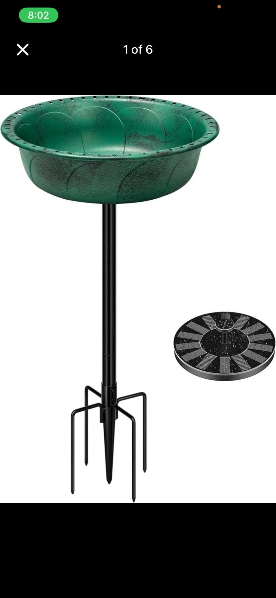 Polyresin Bird Bath Bowl with Solar Fountain