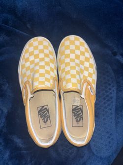 Yellow and white checkered vans (unisex)