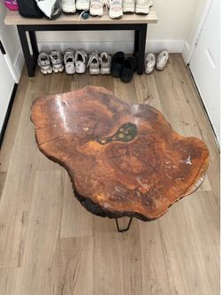 Wood Coffee Table Hand-Made from Tree Trunk