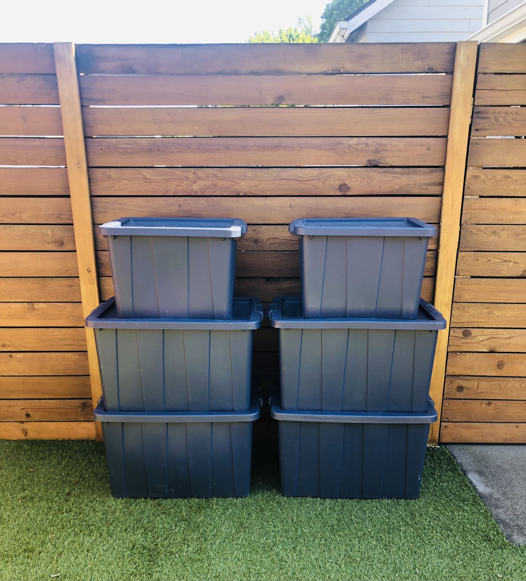 6 Sterilite Blue Storage Containers 