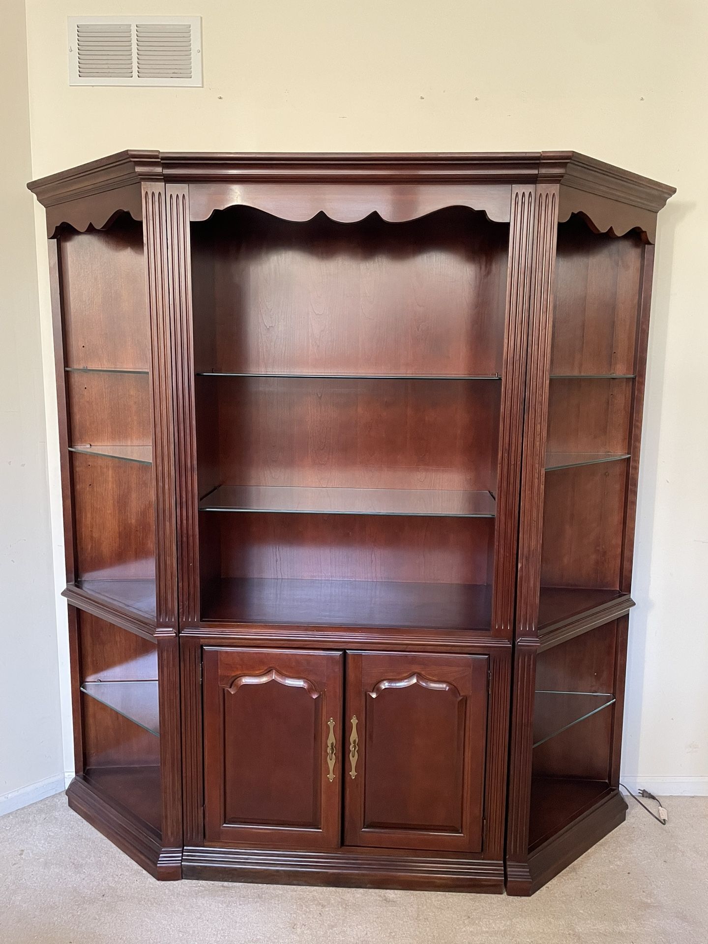 3pc Thomasville Illuminated Display Wall units with glass shelves 
