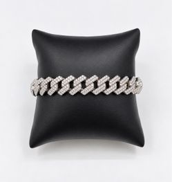 925 Sterling Silver 6.88CTW MOISSANITE Monaco Link Chain Men’s Bracelet 8”