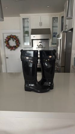 COACH rain Boots Leather & Gold Hardware