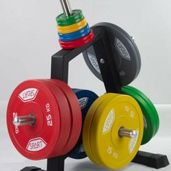 Olympic Rubber Bumper Plates Set With Storage Rack