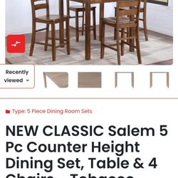 5 Pc Dining Table & Chairs Set