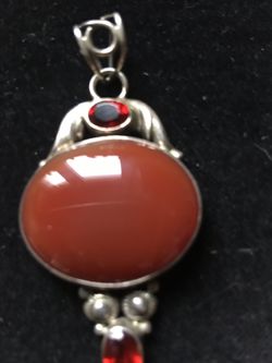Carnelian pendant set in sterling silver and marked 925