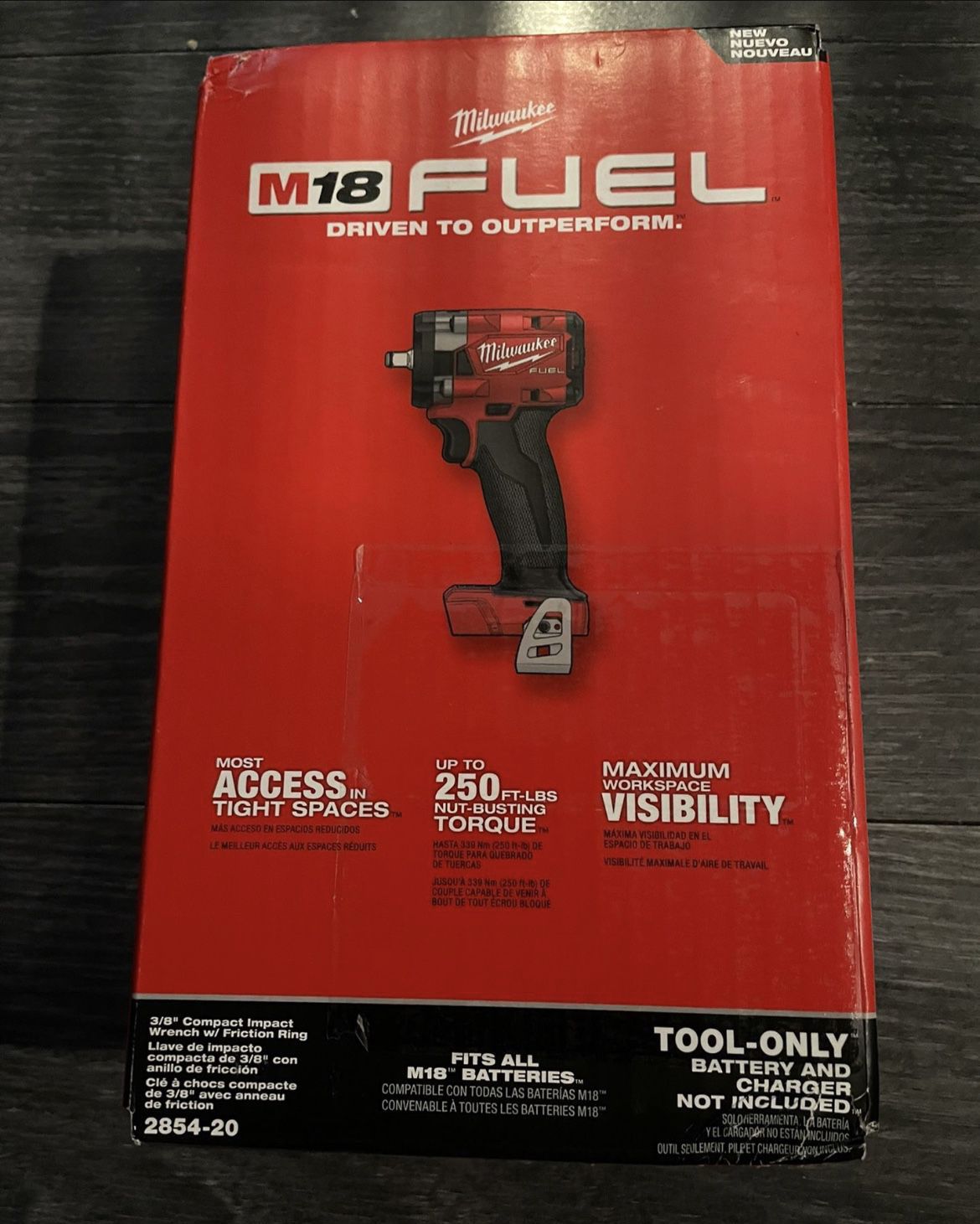 New Milwaukee 2854-20 M18 FUEL 3/8" Compact Impact Wrench w/ Friction Ring TOOL ONLY