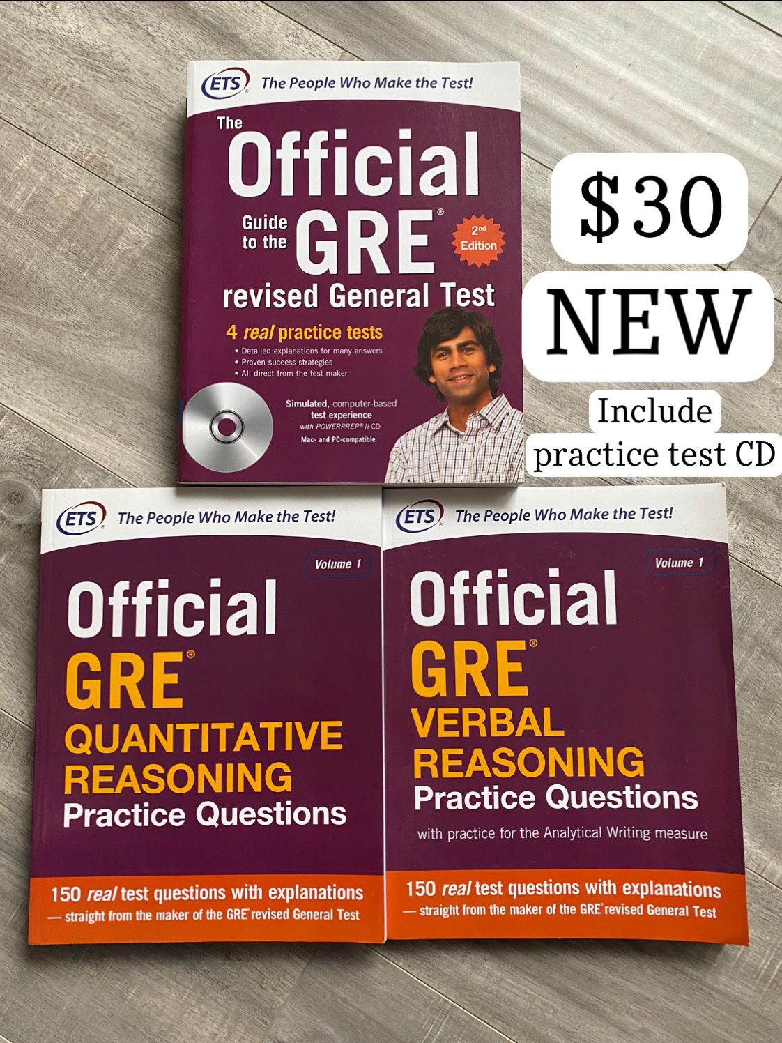 NEW OFFICIAL ETS GRE GUIDES - GENERAL, MATH, & VERBAL SET