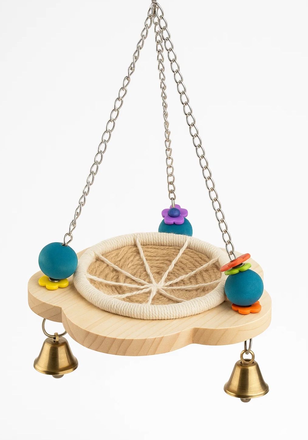Blossom Bell Nest Swing – Hanging Bird Toy with Woven Rope Perch and Jingle Bells for All Birds