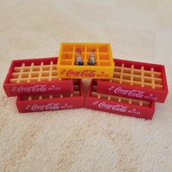 Vintage Lot of 5 Miniature Coca-Cola Crates - Holds 12 to 24 Bottles