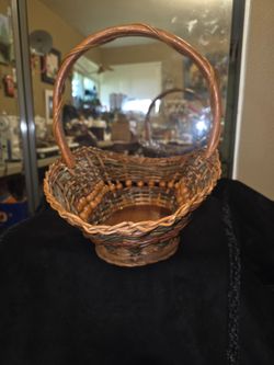 Vintage Hand Crafted Wicker Flower Basket