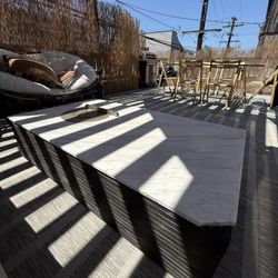 Teak Marble Propane Fire Pit Table